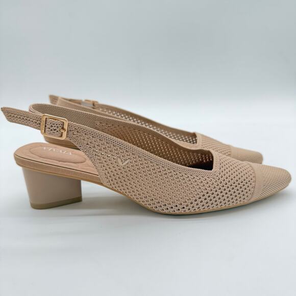Vivaia Leah Pro Slingback Heel Comfort Old Money Minimalist Almond Sandals 9.5 - Picture 1 of 8